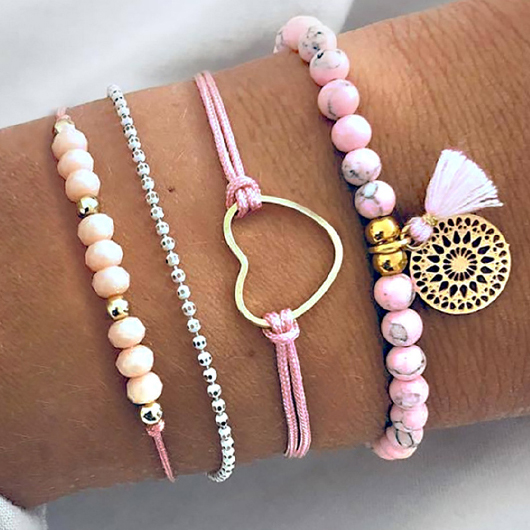 Pink Color Round Alloy Detail Bracelets | picture 