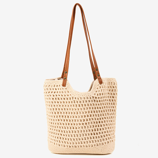 Beige Cotton Zip Closure Shoulder Bag | picture 