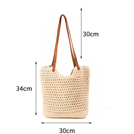 Beige Cotton Zip Closure Shoulder Bag | picture 