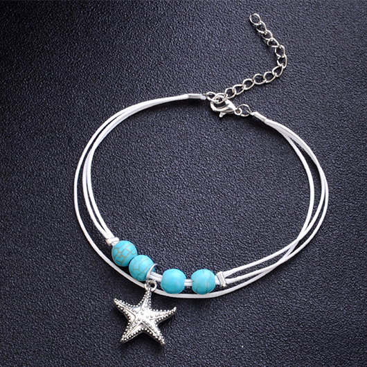 Mint Green Polyresin Layered Starfish Anklet