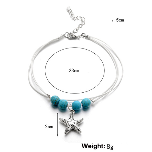 Mint Green Polyresin Layered Starfish Anklet | picture 