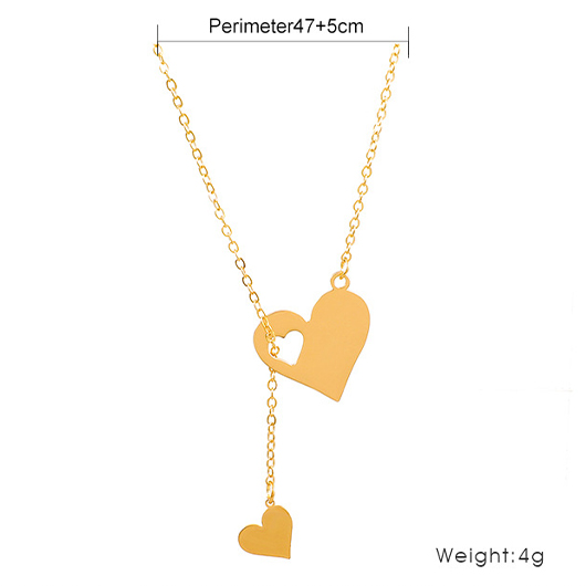 Gold Heart Drop Alloy Chain Necklace | picture 