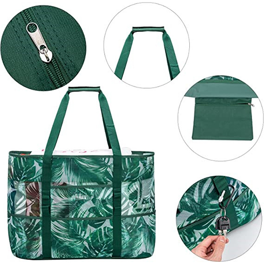 Green Tropical Plants Print Open Shoulder Bag