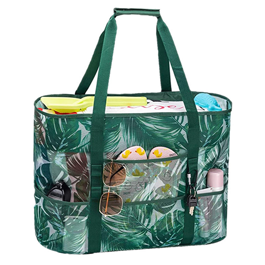 Green Tropical Plants Print Open Shoulder Bag