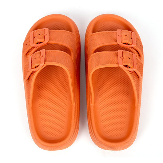 Open Toe Orange Low Heel Sliders | picture 