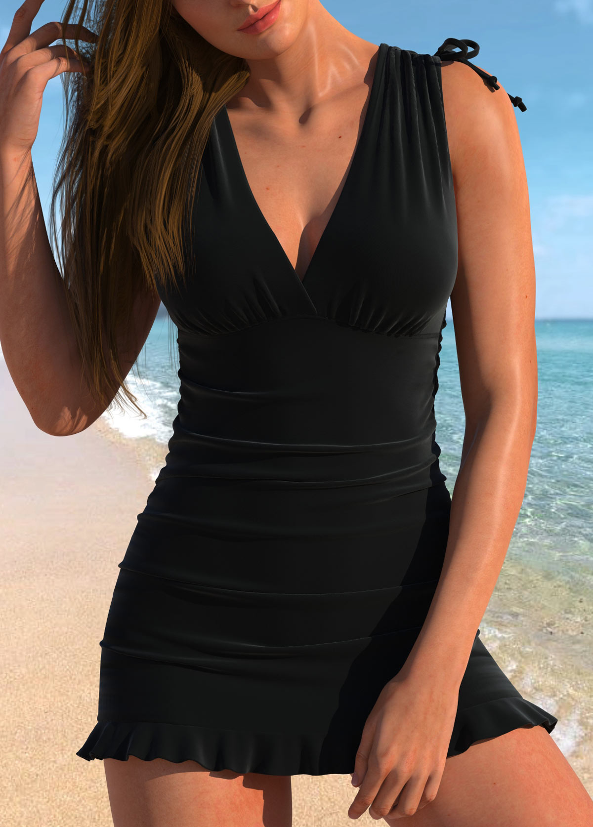 Ruched Black Tankini Set | picture 