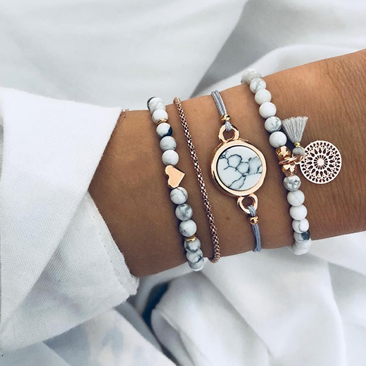 White Color Round Alloy Detail Bracelets | picture 