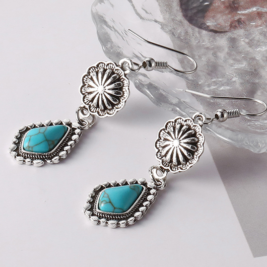 Mint Green Patchwork Turquoise Alloy Earrings