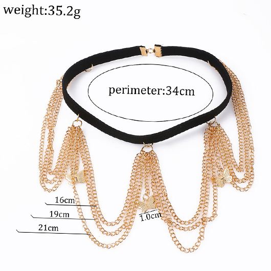 Gold Butterfly Layered Alloy Body Chain