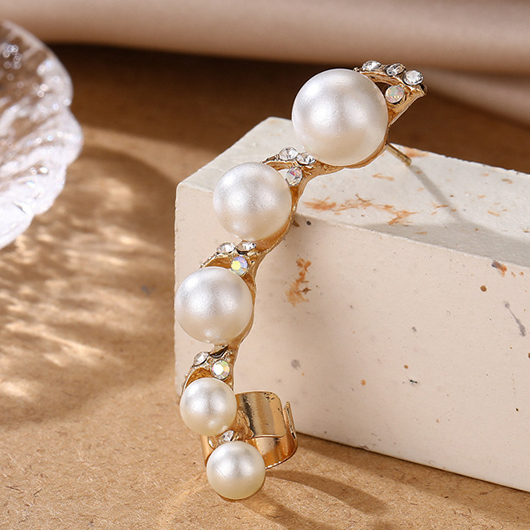 Gold Color Round Pearl Ear Studs | picture 
