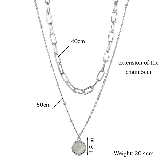 Silvery White Round Layered Alloy Necklace