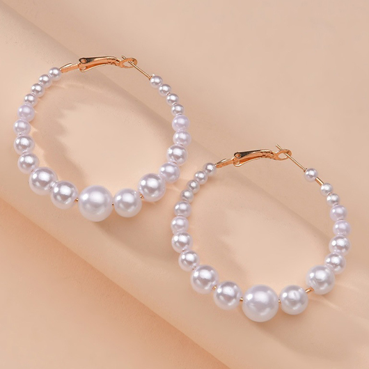 Vintage White Round Pearl Design Earrings