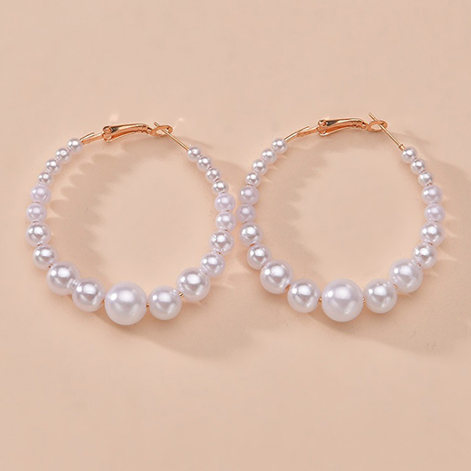 Vintage White Round Pearl Design Earrings