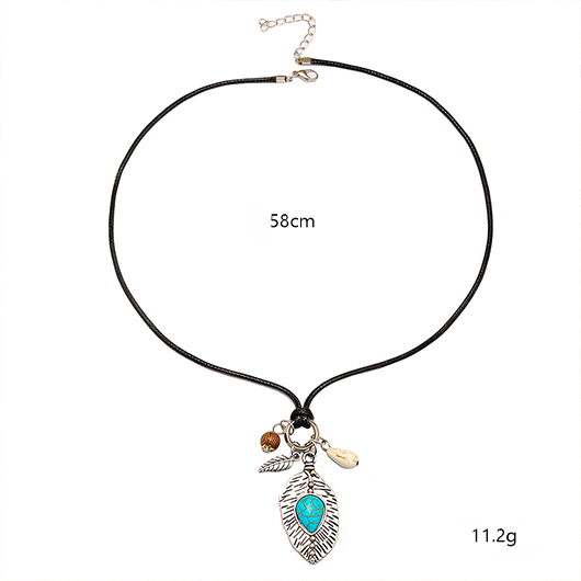 Mint Green Leaf Alloy Retro Necklace