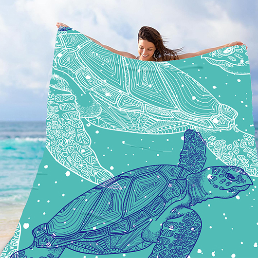 Polyester Mint Green Animal Print Beach Blanket