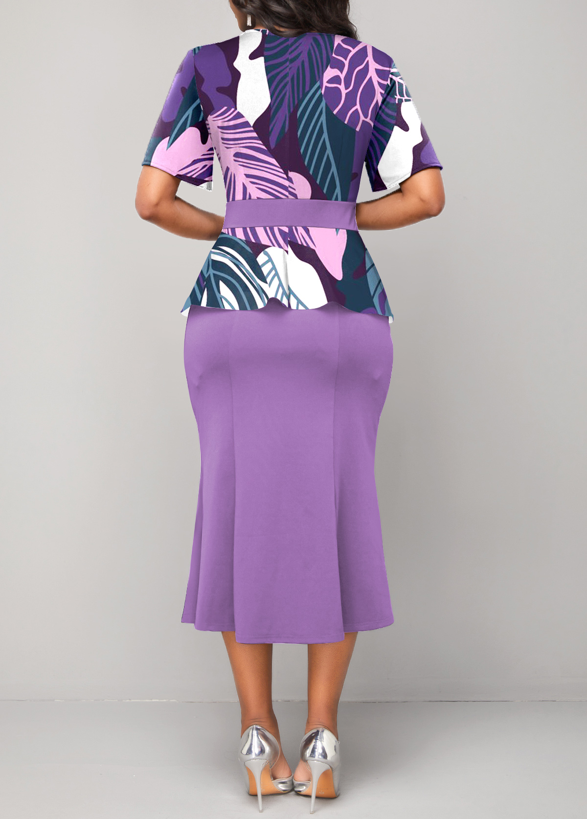 Violet Patchwork Short Sleeve Bodycon Dress