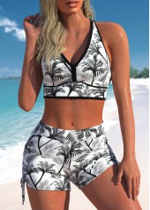 Layered Mid Waisted Floral Print Black Tankini Set | thumb picture 