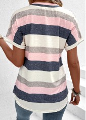 Multi Color Pocket Striped Short Sleeve T Shirt | thumb picture 