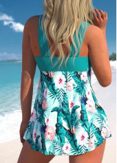 Surplice Floral Print Turquoise Swimdress and Panty | thumb picture 
