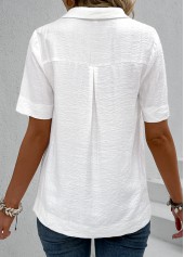White Lace Short Sleeve Shirt Collar Blouse | thumb picture 