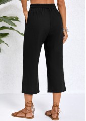 Black Pocket Elastic Waist High Waisted Pants