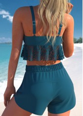 Lace Smocked Peacock Blue Bikini Set | thumb picture 