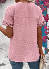 Light Pink Patchwork Short Sleeve Round Neck T Shirt | thumb picture 
