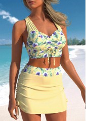 Ruched Floral Print Light Yellow Bikini Set | thumb picture 