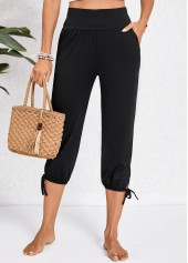 Black Pocket Jogger Elastic Waist High Waisted Pants | thumb picture 