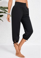 Black Pocket Jogger Elastic Waist High Waisted Pants