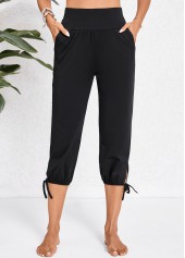 Black Pocket Jogger Elastic Waist High Waisted Pants | thumb picture 