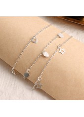 Silvery White Heart Star Alloy Anklets | thumb picture 