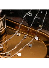 Silvery White Heart Star Alloy Anklets | thumb picture 