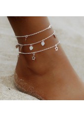 Silvery White Heart Star Alloy Anklets
