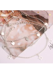 Silvery White Heart Star Alloy Anklets | thumb picture 