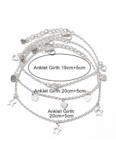 Silvery White Heart Star Alloy Anklets | thumb picture 