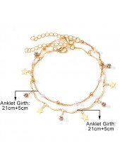 Gold Star Round Alloy Anklet Set | thumb picture 