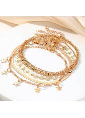 Gold Round Alloy Star Layered Anklets | thumb picture 