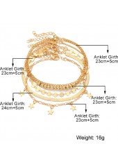 Gold Round Alloy Star Layered Anklets | thumb picture 