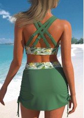 Ruched Floral Print Green Bikini Set | thumb picture 