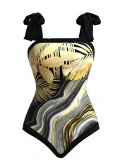 Marble Print Black One Piece Swimwear | thumb picture 