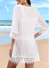 Button Up Patchwork White Cover Up | thumb picture 