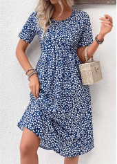 Navy Pocket Ditsy Floral Print Short Sleeve Dress | thumb picture 