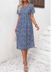 Navy Pocket Ditsy Floral Print Short Sleeve Dress | thumb picture 