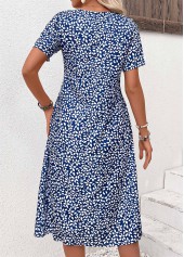 Navy Pocket Ditsy Floral Print Short Sleeve Dress | thumb picture 
