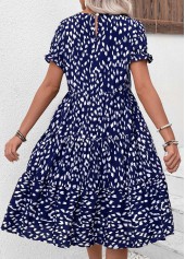 Navy Ruched Short Sleeve Round Neck Dress | thumb picture 