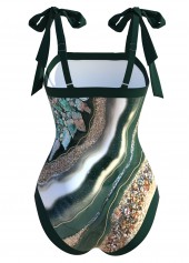 Marble Print Green One Piece Swimwear and Cover Up | thumb picture 