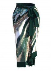 Marble Print Green One Piece Swimwear and Cover Up | thumb picture 