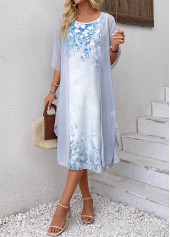 Light Blue Two Piece Floral Print Shift Dress | thumb picture 