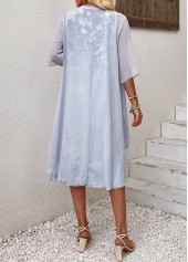 Light Blue Two Piece Floral Print Shift Dress | thumb picture 